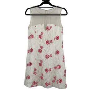 BB Dakota RSVP White Lace Flavia Embroidered Floral Keyhole Mesh Mini Dress READ